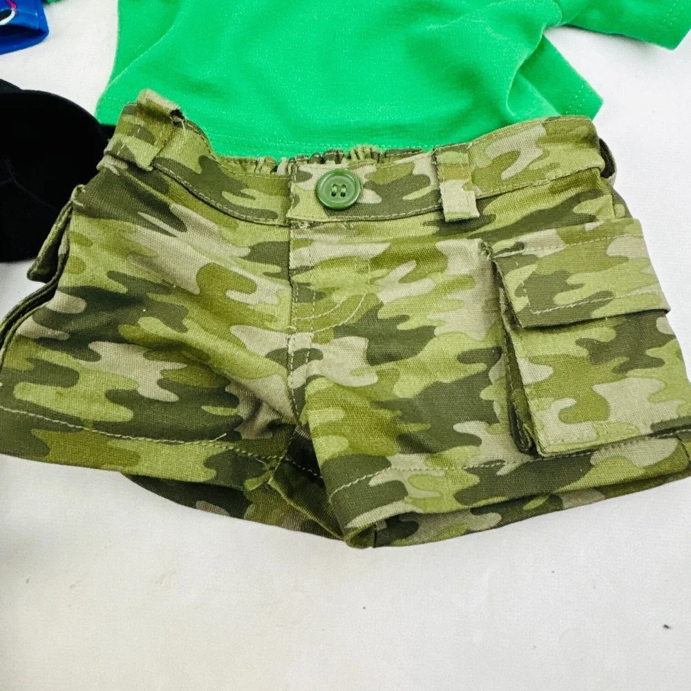 Build A Bear Clothing Lot Hooded Dino Tee Camo Shorts Sneakers Ninja Transformer
